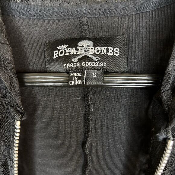Royal Bones Daang Goodman Black Hooded Zip Up Sheer Lace Corset Goth Steampunk S - Picture 4 of 9